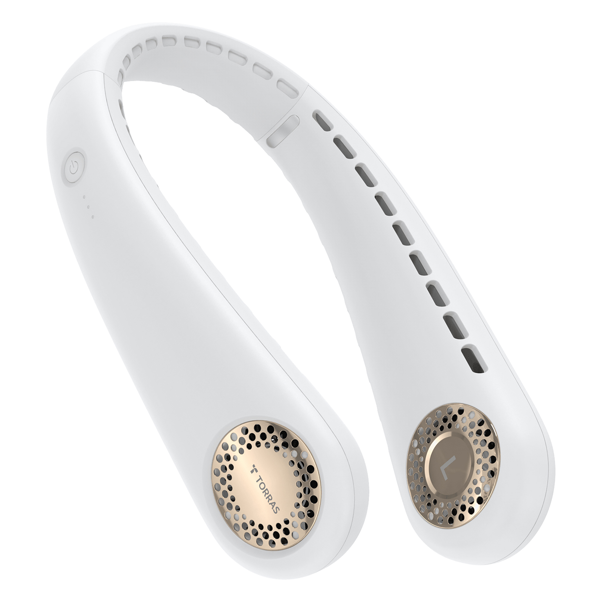 Torras L3 Personal Portable Bladeless Neck Fan — Rechargeable, 360Â° Cooling, 3-Speed, Pearl White, Model# X00FA20A004